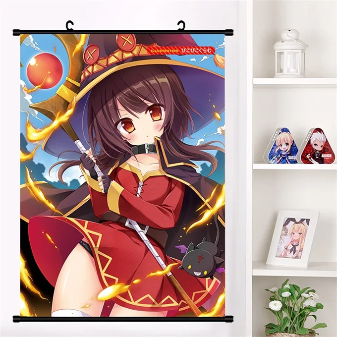 Аниме Манга KonoSuba Божье благословение на этом чудесном мире! Megumin Aqua Darkness Косплей настенные свитки Фреска плакат домашний декор - Цвет: H