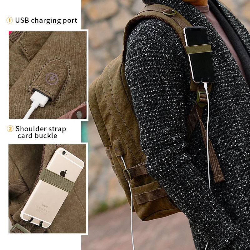 Мужской холщовый рюкзак с USB зарядкой 15 6 дюйма|military assault backpack|tactical backpackassault backpack |