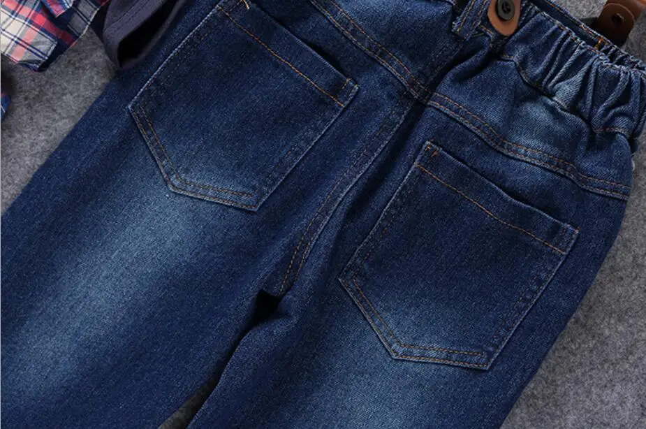 Детский Весенний костюм из 3 предметов клетчатая рубашка с длинным рукавом +