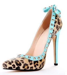 

Beautiful fashion Free Leopard Suede Studded 11.5 cm high-heeled shoes. Size :35-43
