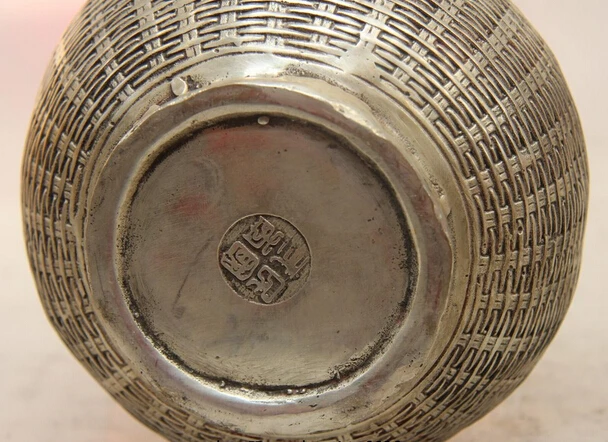 150401 S0997 Китайский народный белый медный серебряный резной Краб бамбуковые