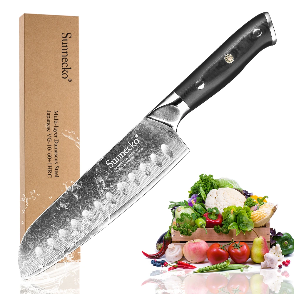 Кухонный нож Santoku японская лезвие из стали VG10 7 дюймов|knife japanese|kitchen knifesantoku kitchen knives