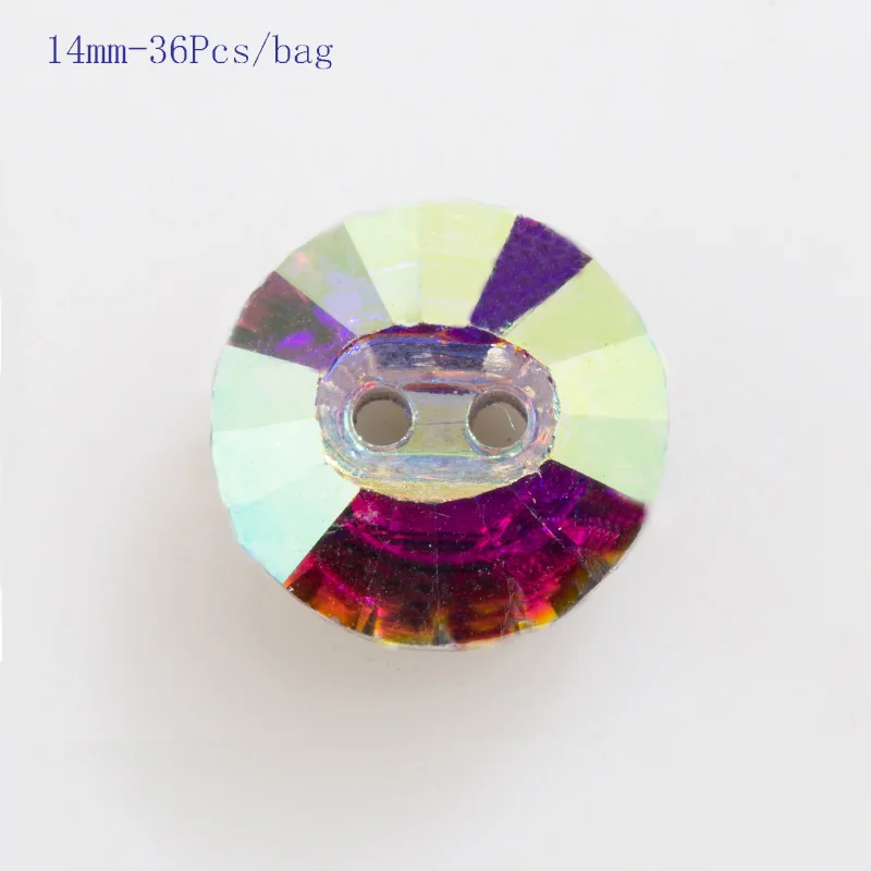 14mm AB 36pcs Dorisfanny 10 мм 14 мм 16 мм круглый кристалл AB 28 шт./мешок из хрустального стекла с двойным отверстием пришить одежды на пуговицах, для художественного оформления ногтей, ручная работа - Цвет: 14mm AB 36pcs
