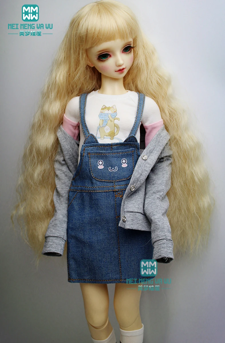 Одежда для куклы 1/3 BJD модное джинсовое платье с мультяшным котом|Куклы| |