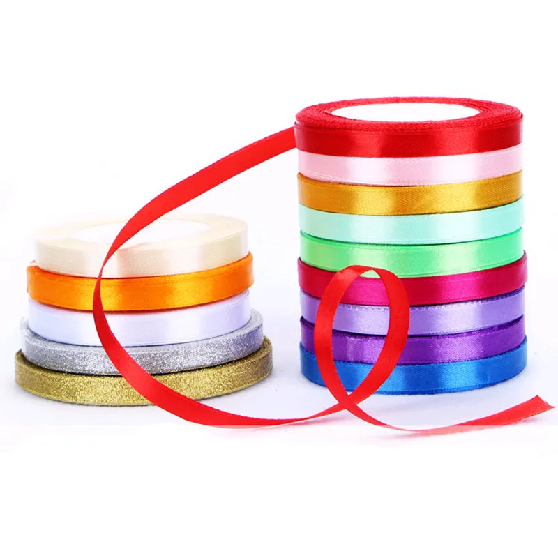 22 м/рулон цветная шелковая атласная лента украшение для свадебной вечеринки