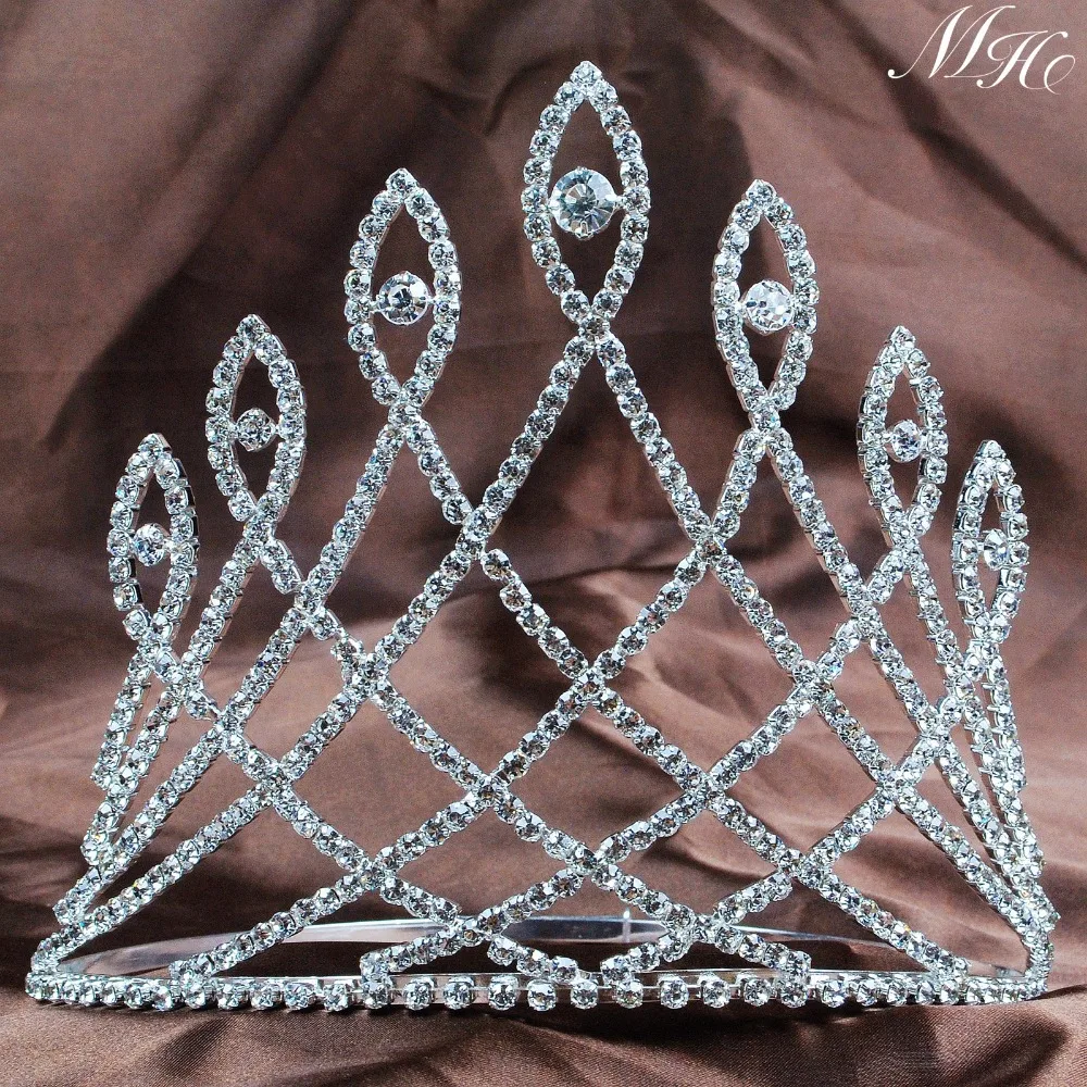 

6" Large Crowns Tiaras Crystal Princess Miss Beauty Full Crown Diadem Wedding Bridal Pageant Prom Party Hair Jewelry Accessories