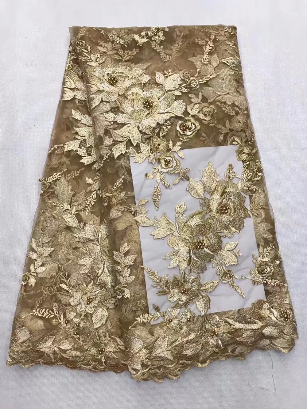 Благородная ткань африканская вышивка ручной работы тяжелые бусины кружево 3d