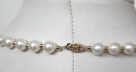 ?? ナチュラルパールジュエリー、ホワイトカラー淡水パールネックレス、 AAA 8-9 ミリメートル高品質本物の真珠ジュエリー、 20 インチ