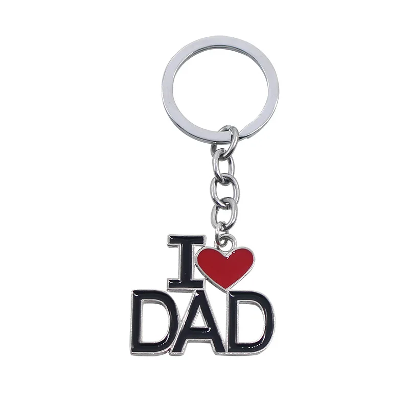 Модные буквы i love mom& DAD& PAPA& MAMA брелок в форме сердца персональный унисекс, металлические брелки для родителя подарок ювелирные изделия - Цвет: DAD