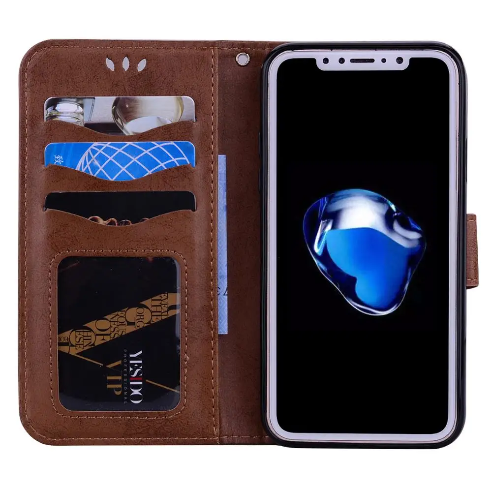 Кожаный чехол-кошелек с цветочным узором для iPhone X XS Max XR 6 6s 7 8 Plus милый цветочный