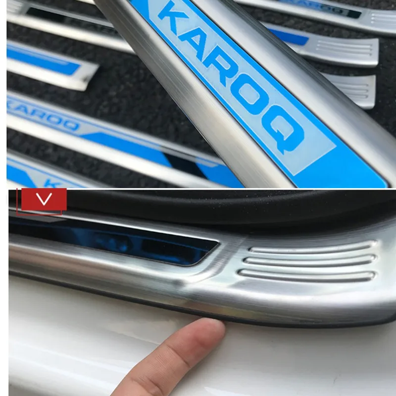 

Car Styling Stainless Steel Accessories For SKODA KAROQ 2018 2019 Inner Door Scuff Sill Plates Kick Step Entry Trim Cover Plate