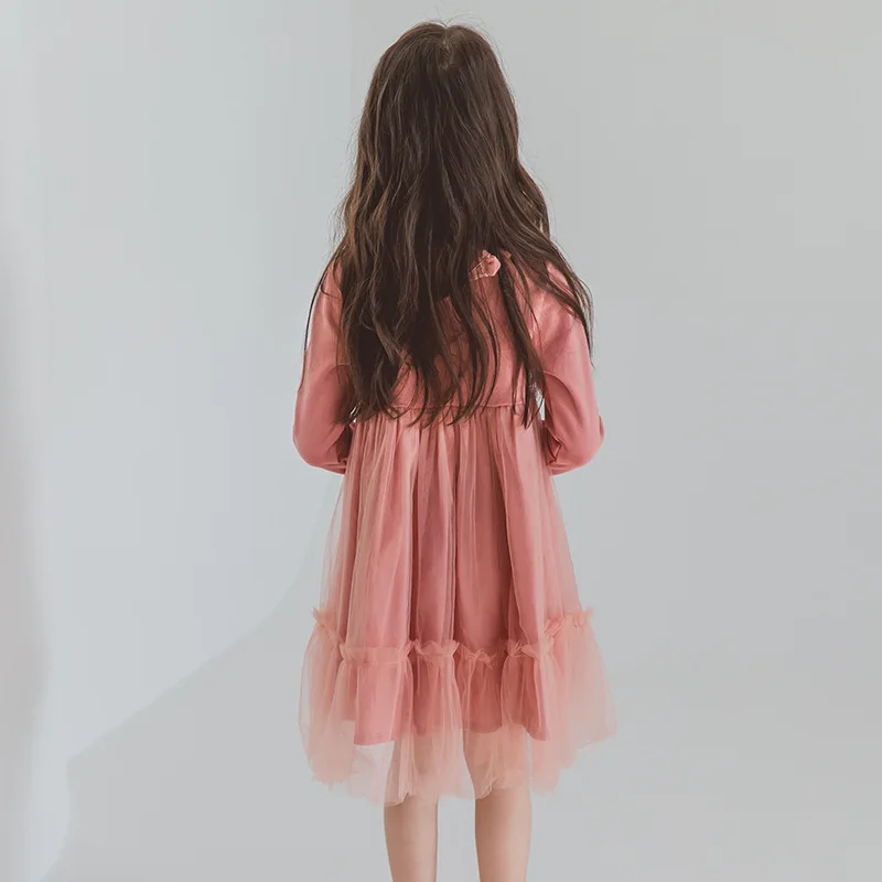 school mesh patchwork cotton baby girl 2018 autumn winter Christmas pink teenage kids dresses for girls long sleeves clothing | Детская