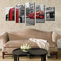modern hd printed wall art unframed canvas pictures 5 pieces london street scene red bus uk city vintage buildings painting