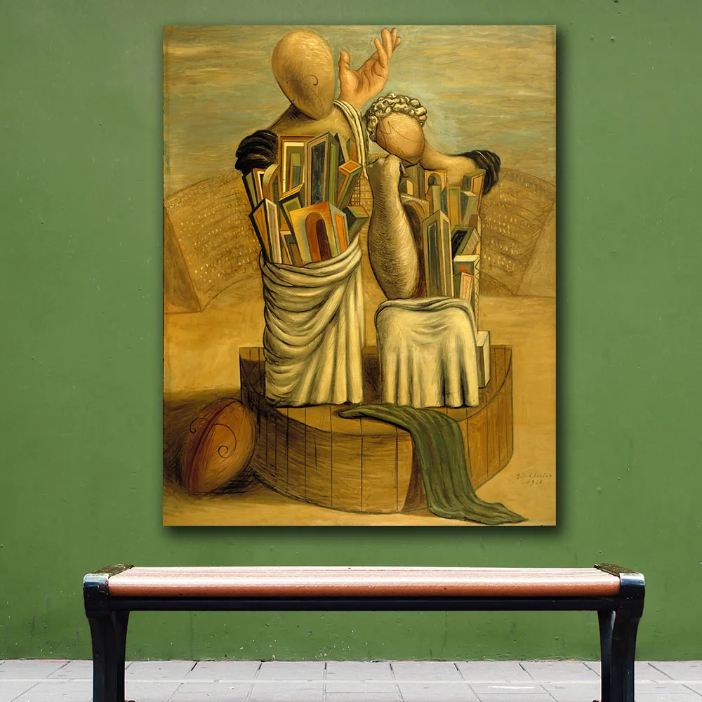 De Chirico La_commedia_ e_la_tragedia_1926, Картина на холсте для Гостиная украшение дома живопись маслом на холсте настенная живопись