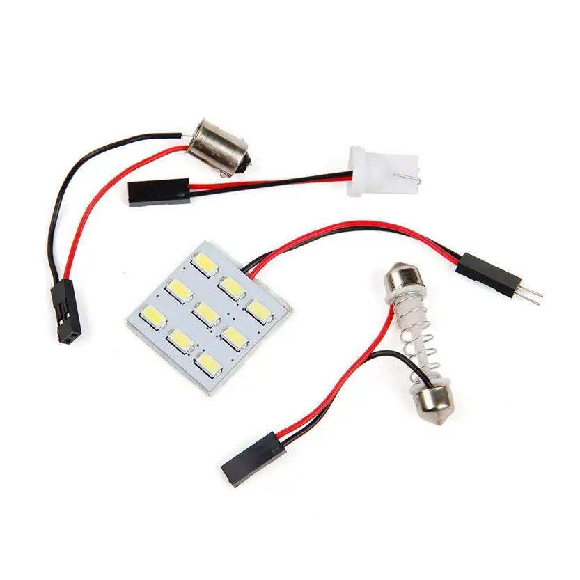 Автомобильная интерьерная лампа 9 SMD 5630 LED T10 BA9S купольная Светодиодная панель 12V