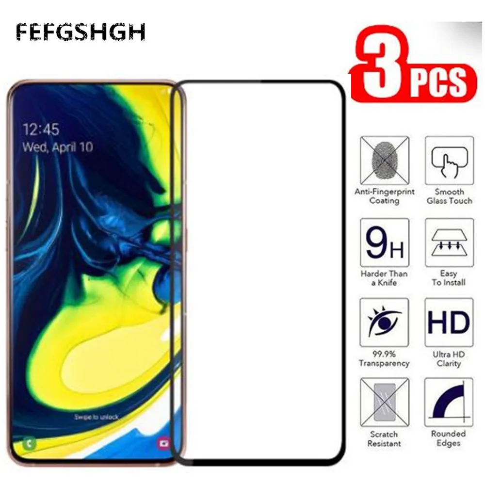 

Закаленное стекло с полным покрытием для Samsung Galaxy A80, защитная пленка, стекло для Samsung Galaxy A90, Защита 9h