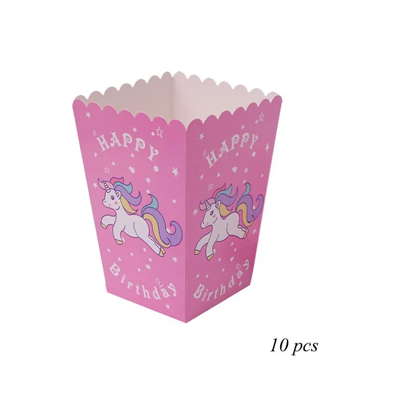 10PCS Pink Boxes 1 компл. Розовый/Синий Единорог вечерние одноразовые посуда бумажный шарик салфетка/тарелка/чашка детский душ детские предметы для украшения дня рождения - Цвет: 10PCS Pink Boxes