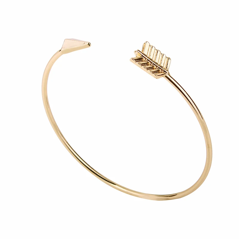 Hot 2PCS/Set Girls Minimalist Gold color Arrow Knotted Opening bracelets for Women Fashion Bangle for girls