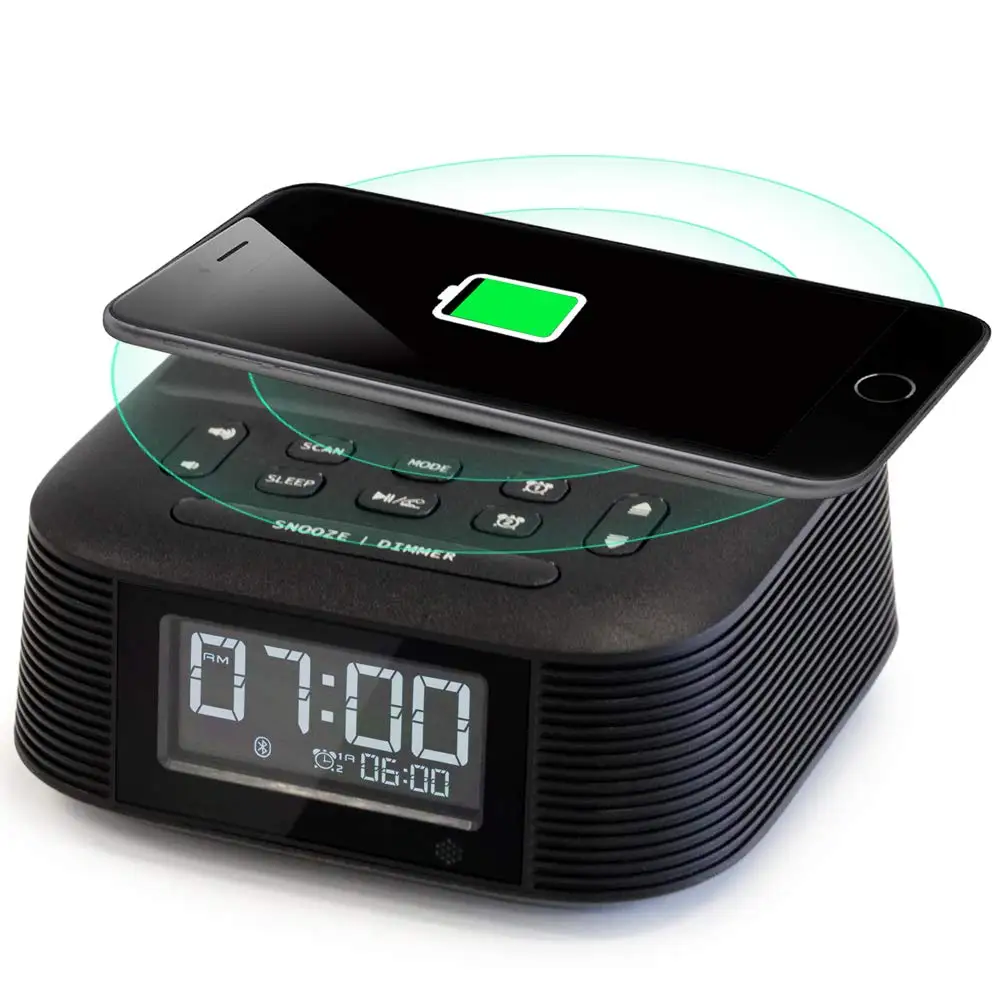 Беспроводная зарядная Колонка Homtime с FM радио USB Bluetooth колонка два будильника