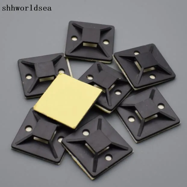 

shhworldsea 40mm*40mm 100pcs black Zip Tie Cable Wire Removable Self Adhesive Wall Holder Mount Clip/Clamp car wire clip