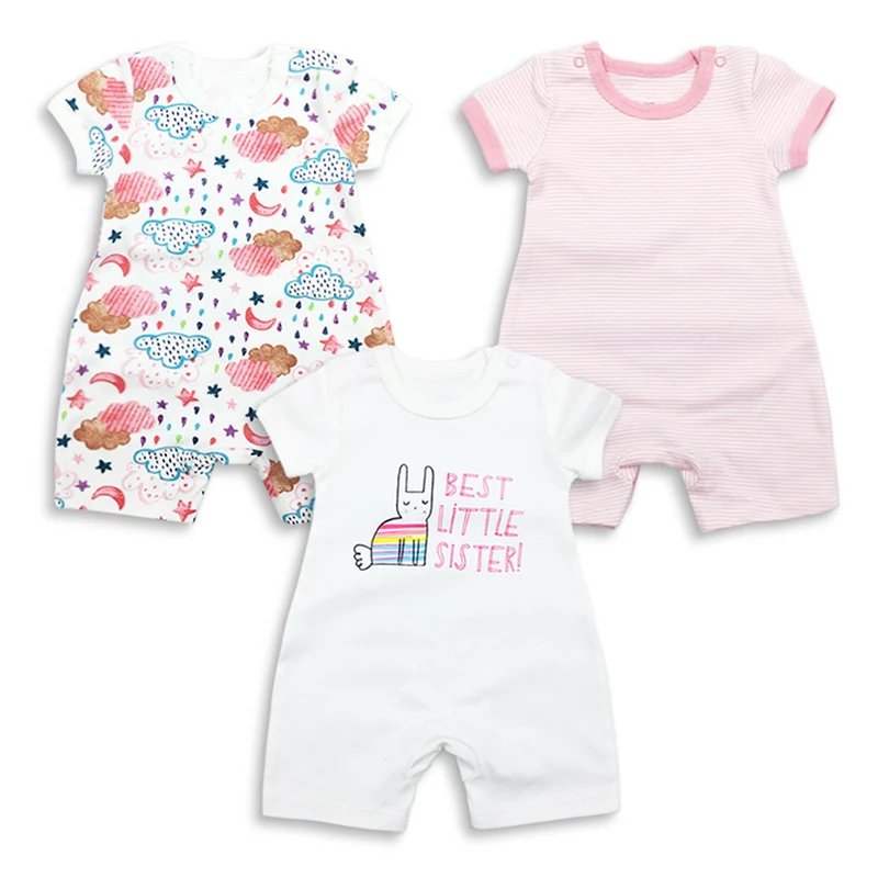 Летние Комбинезоны для маленьких девочек 3 шт./партия хлопковые комбинезоны с