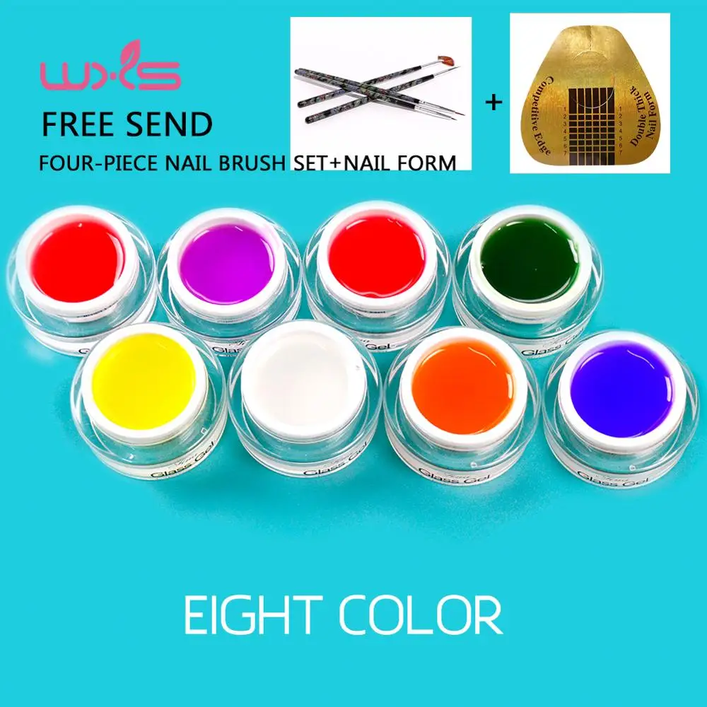 

8*14g Translucent Candy Color UV LED Glass Gemstone Gel Solvent Nails Polish