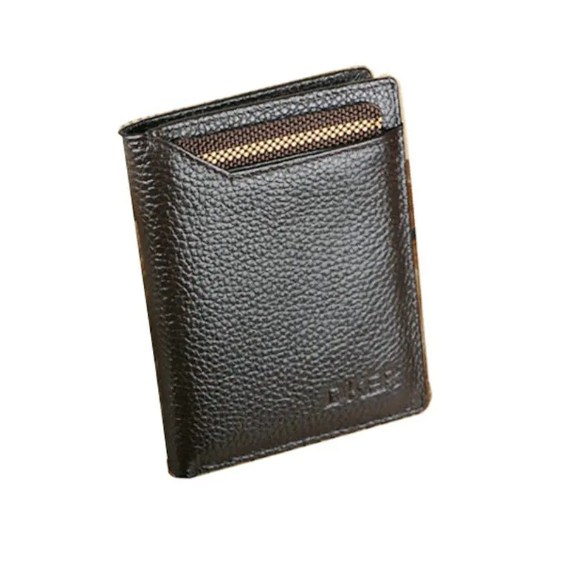 

DKER Genuine Leather Male Purses Brown Men Wallets with Card Holder Vertical & Horizontal Purse for Men Brand Men Wallets