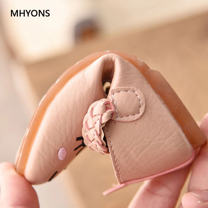 Новинка 2019 года Модная обувь для девочек с милым мультяшным котом Кожаные тонкие
