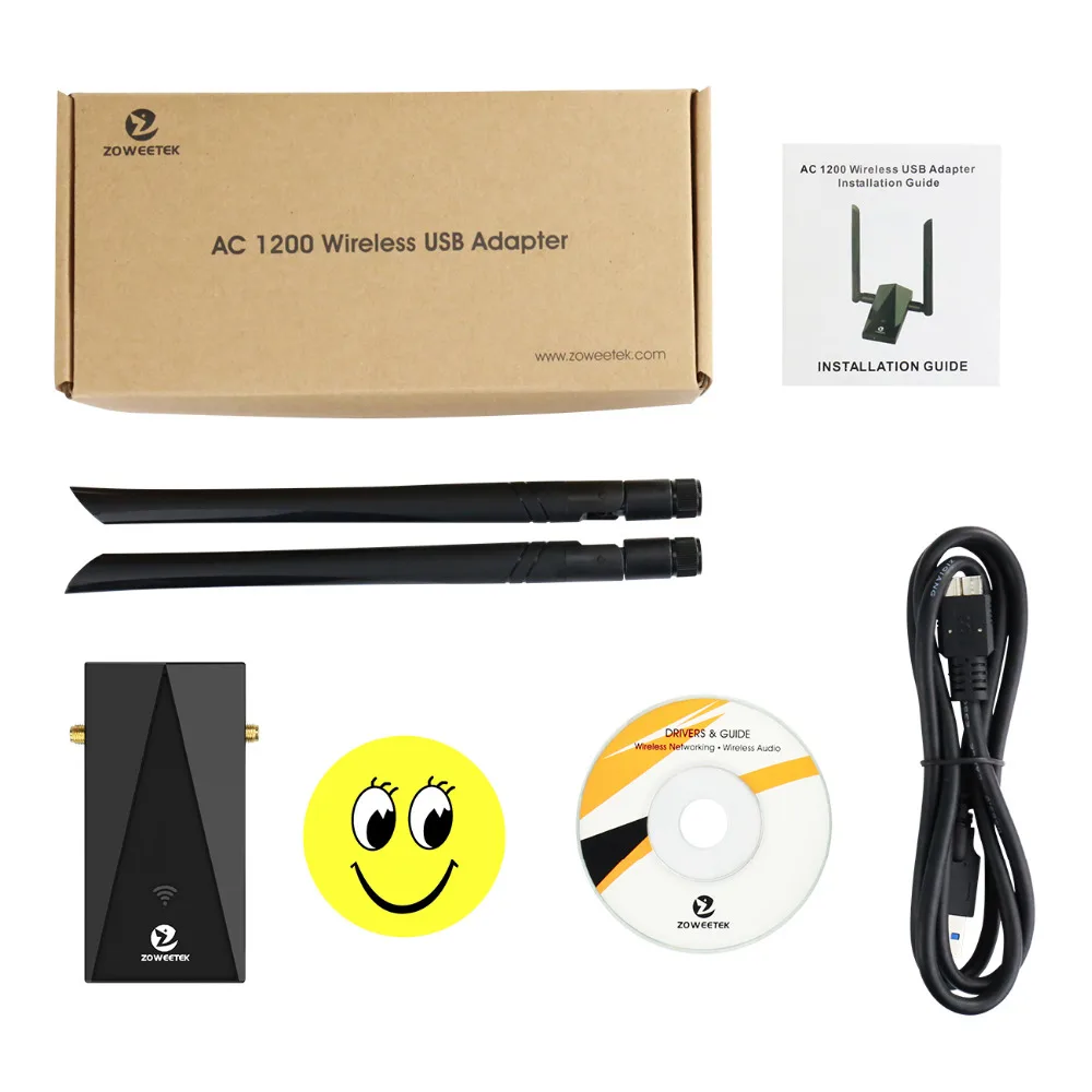 Zoweetek Wifi адаптер USB 3 0 Lan Dongle 2 Антенна ретранслятор 802.11ac 1200 Мбит/с двухдиапазонный
