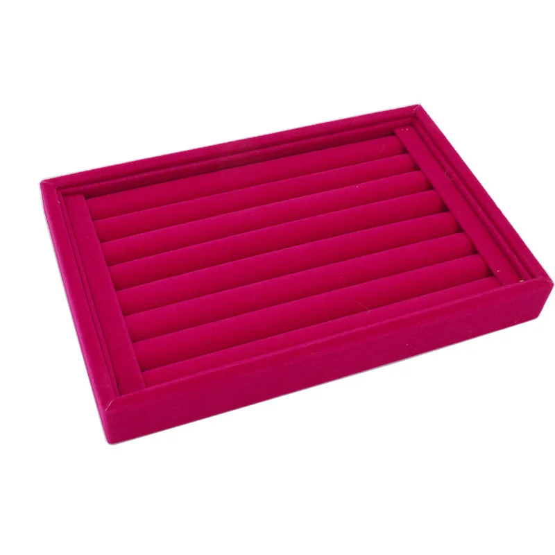 Velvet rose Red Маленькое бархатное кольцо, серьги, браслет ожерелье подвеска для часов лоток тарелка ювелирный держатель для украшений коробка для хранения лоток - Цвет: Velvet rose Red