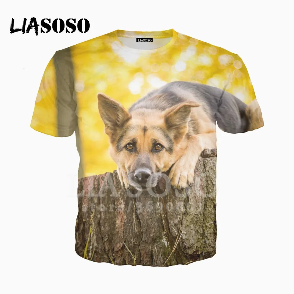 LIASOSO 3D печати для мужчин и женщин дизайн немецкой овчарки забавные Dogs футболка