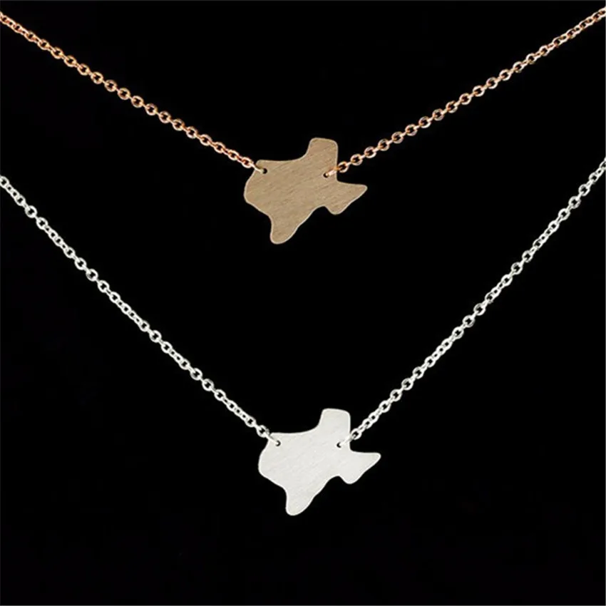 USA Map Texas Shape Pendants &amp Necklaces For Women Vintage Jewelry Stainless Steel Charm Chain Bijoux Femme Collier Bff Gifts | Украшения
