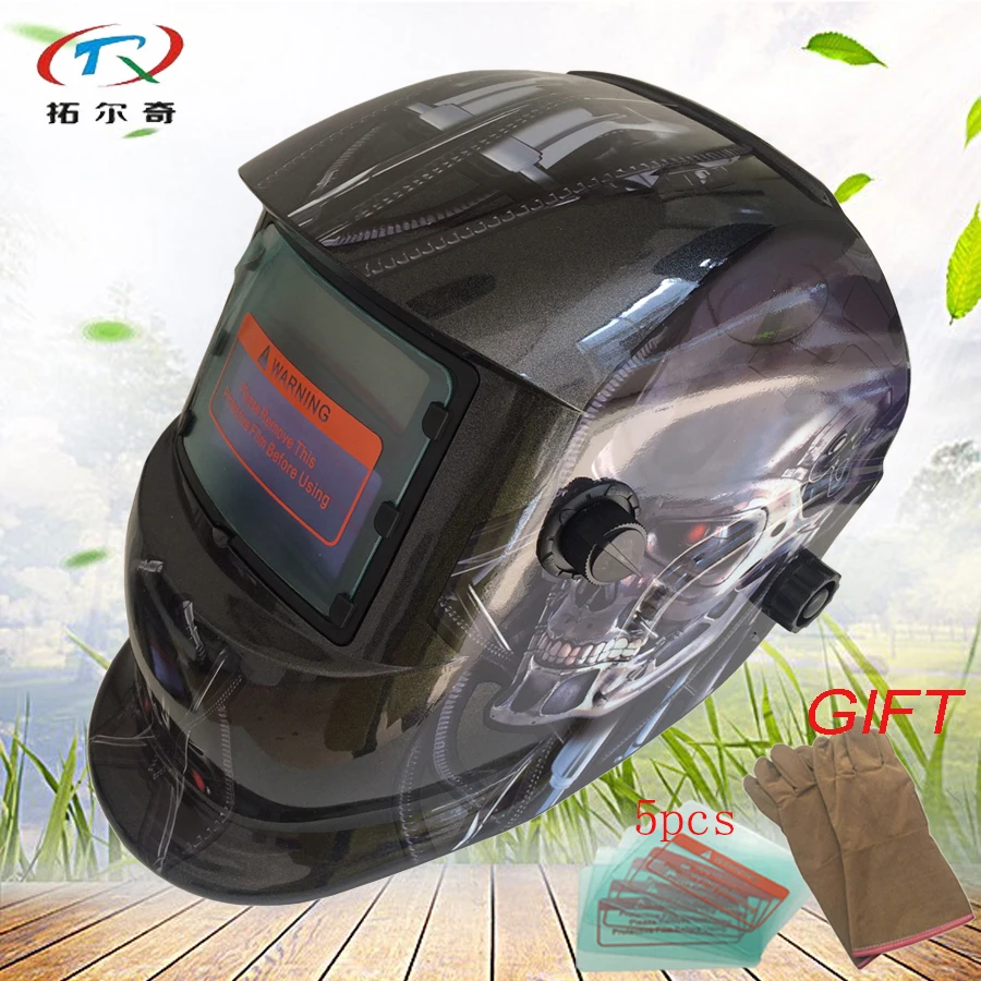 

DIN Отрегулируйте шлифовальный сварочный шлем авто затемнение черная Солнечная и батарея мощность Сварочная маска TIG MIG заводская цена HD50 (...