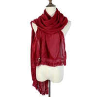 women scarfs head bufanda shawl plain stole mujer wrap echarpes wool neck hijabs fashion tippet tassel