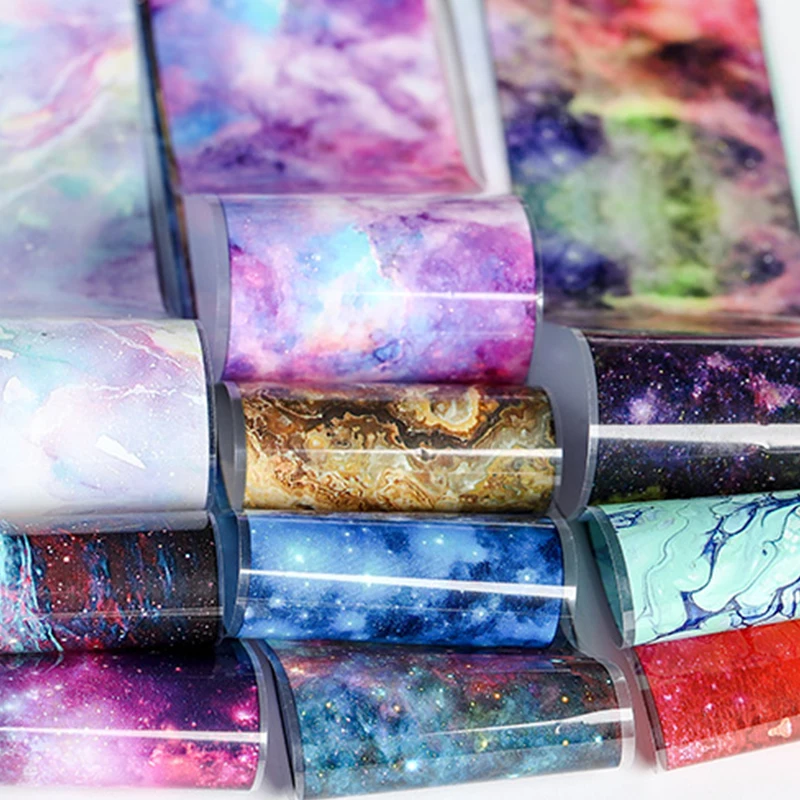 Градиентные наклейки для ногтей с разноцветными узорами Psychedelic Sky Series переводные