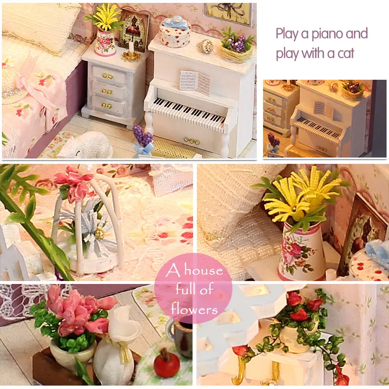 Миниатюрный Кукольный дом для девочки 3D Деревянный домик комплект мебели