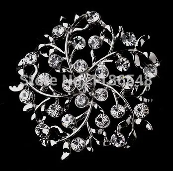 2 дюйма родием серебряных и цветочным рисунком Сезон весна Стразы Бриллиантовая