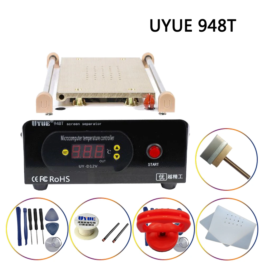 UYUE 948 T 7 дюймов Подогрев Отдельная машина ЖК-дисплей Встроенный вакуумный насос экран сепаратор дисплеев телефон нагревательная платформа