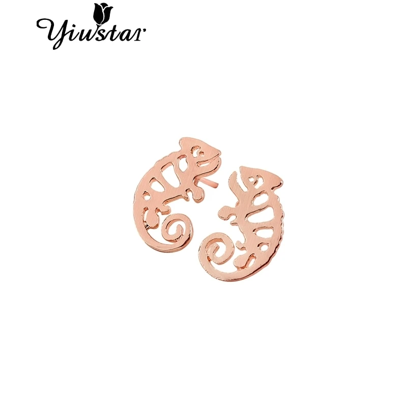 Yiustar Girls Earrings Chameleon Iguana Animal Stud for Women Children Origami Tiny Earring Kids Ear Studs Party Gift | Украшения и