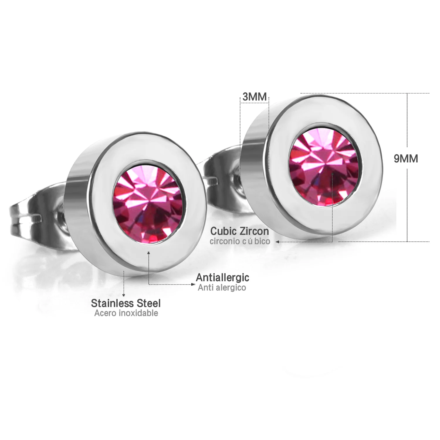 Серьги гвоздики LUXUKISSKIDS из нержавеющей стали с фианитами аксессуары для женщин и