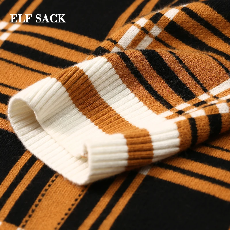 Женское клетчатое платье ELF SACK повседневное Хлопковое до колена с треугольным