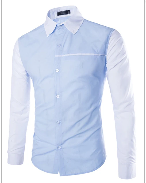 New Arrival! 2015 Autumn fashion hit color patchwork men's shirts Casual style long sleeved shirt Slim fit men 9169|shirt slim|shirts urbanshirt