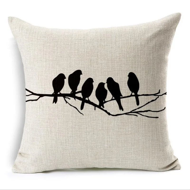 Квадратная 18 &quotПодушка для птиц крышка черно белые рождественские украшения