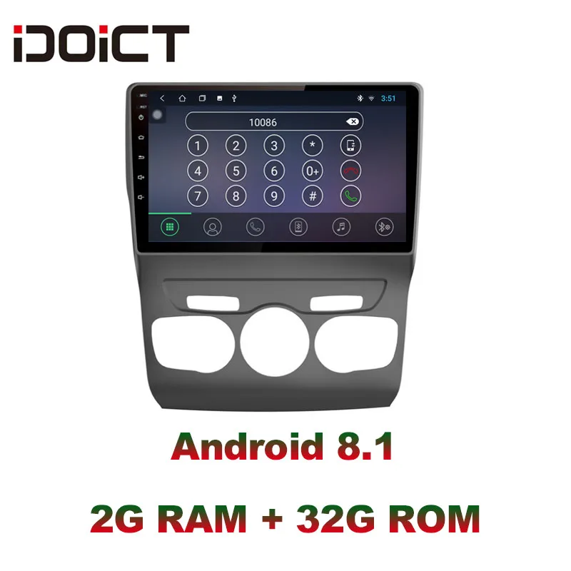 IDOICT Android 8,1 ips экран 2G+ 32G Автомобильный dvd-плеер gps навигация Мультимедиа для Citroen C4 радио 2013- стерео