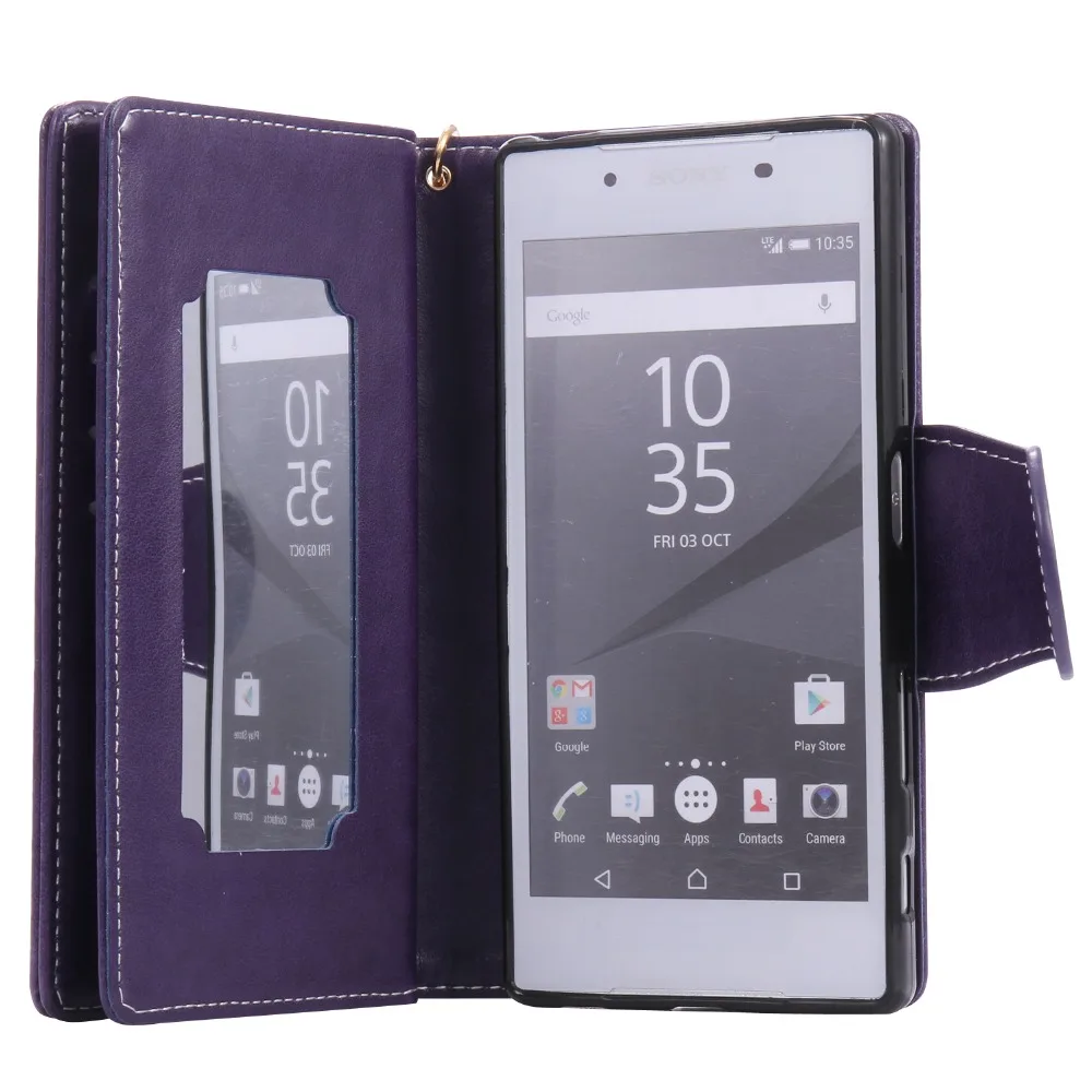 Чехол для Sony Xperia XA XZ Z3 Z5 C6 X кожаный флип чехол с отделением карт милый зеркальный