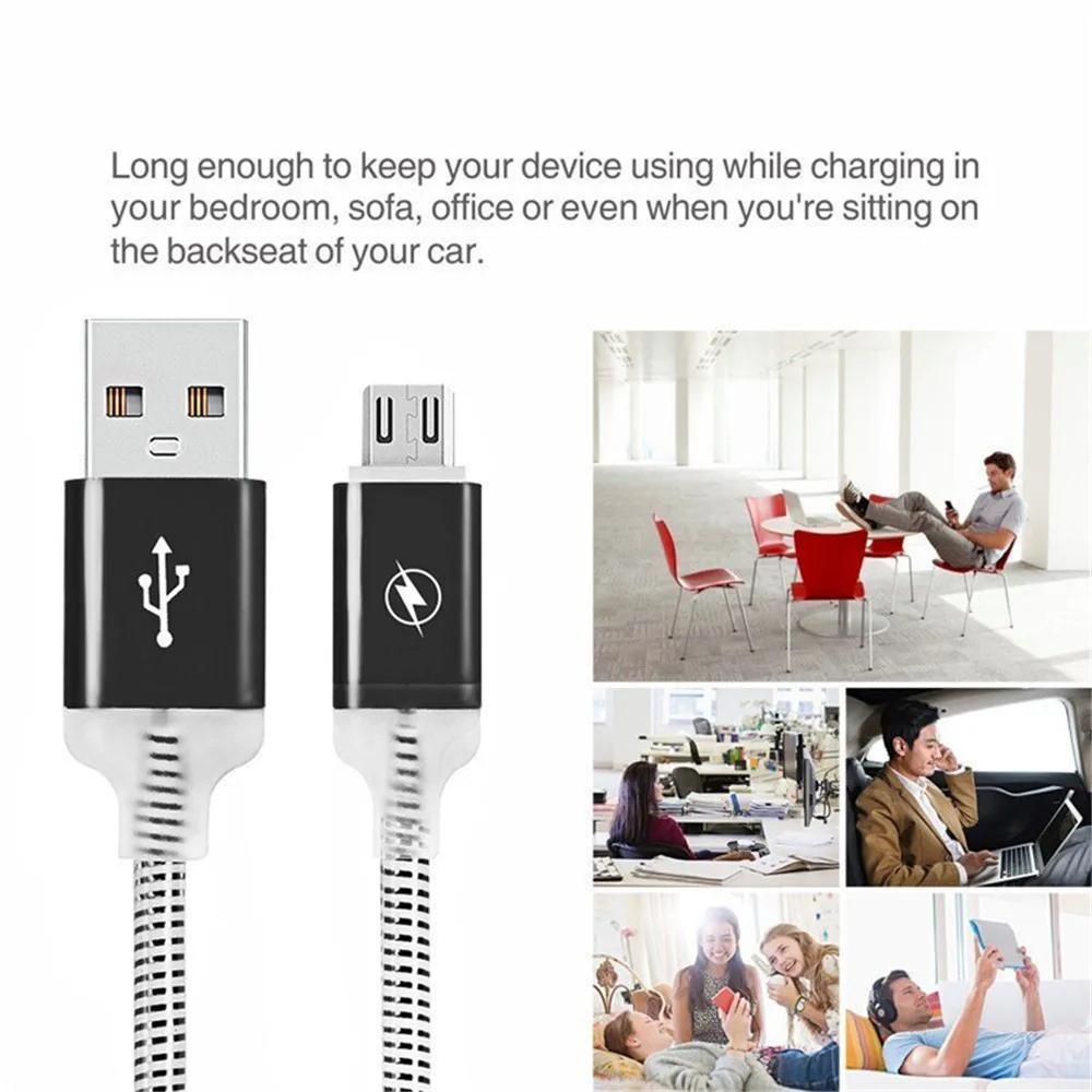 Светодиодный кабель Micro USB для зарядки и синхронизации данных 1 м iPhone 6S Android Тип C