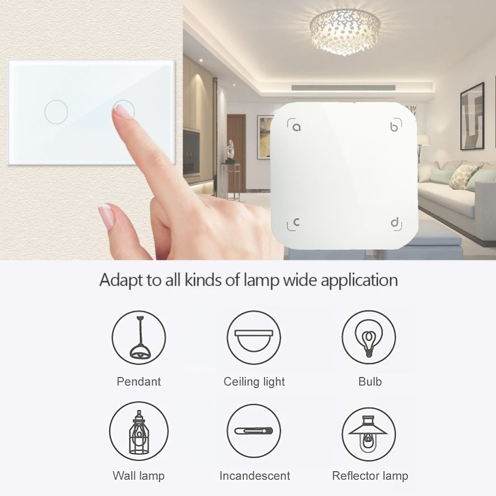 Geeklink Smart Home Wifi Switch Feedback Touch Controller 4 Gang Scene Panel Work with Alexa Google Automation FB2 1/3Gang | Электроника