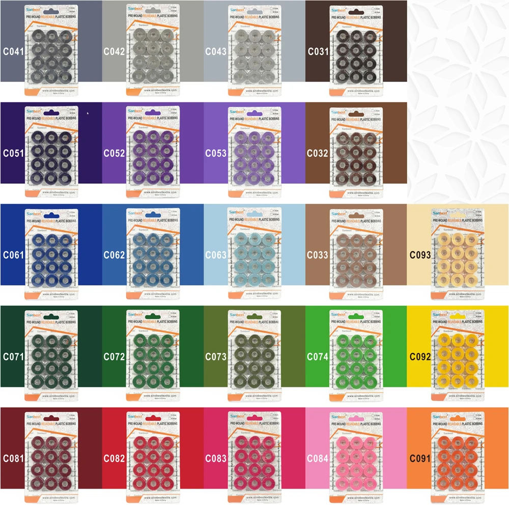 Sanbest многоцветные предварительно обмотанные шпульки для вышивания нитей машины