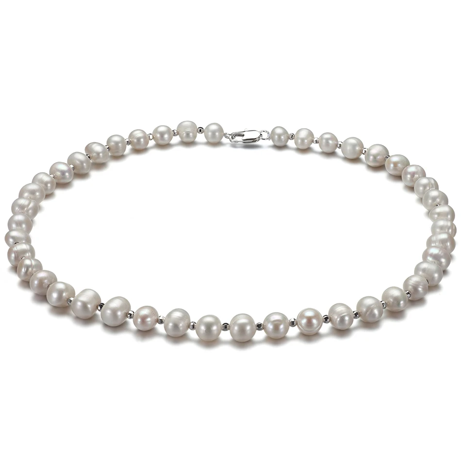 Feige Special offer Genuine Potato shape 8-9MM White Natural Freshwater Pearl Necklace for Women's New design Perla Gargantilla |