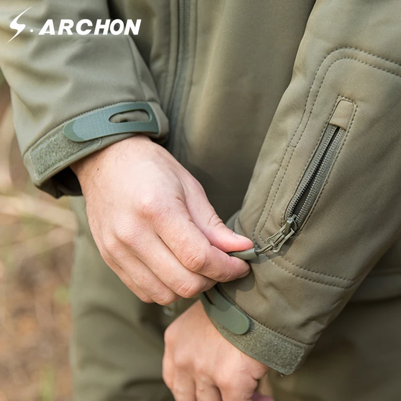 

S.ARCHON Softshell Waterproof Camouflage Army Jacket Coat Male Hooded Windproof Military Jacket Men Winter Warm Tactical Clothes